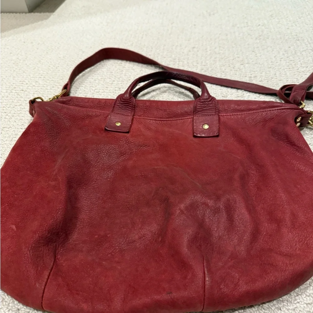 Clare V Deep Red Leather Messenger Bag - Picture 3 of 9